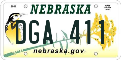 NE license plate DGA411