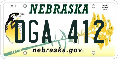 NE license plate DGA412