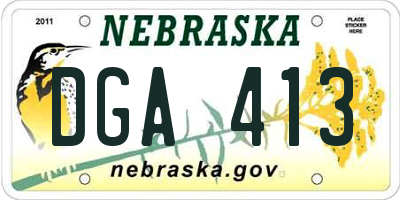 NE license plate DGA413