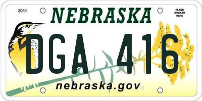 NE license plate DGA416