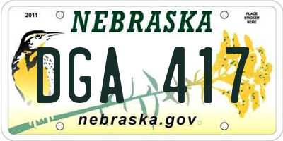NE license plate DGA417
