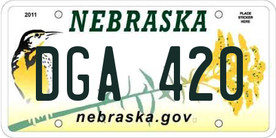 NE license plate DGA420