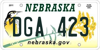 NE license plate DGA423