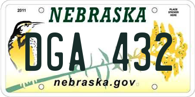NE license plate DGA432