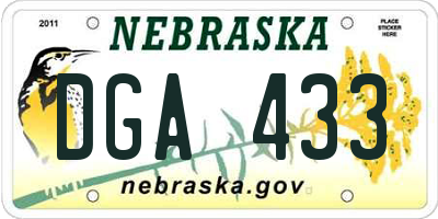 NE license plate DGA433