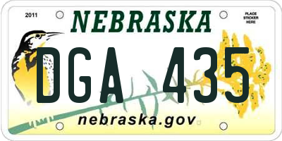 NE license plate DGA435