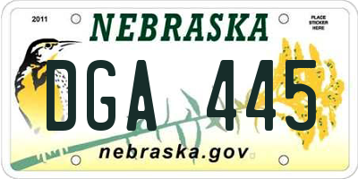 NE license plate DGA445