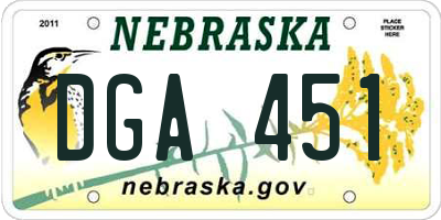 NE license plate DGA451