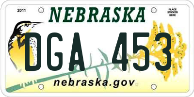 NE license plate DGA453