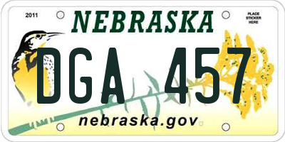 NE license plate DGA457