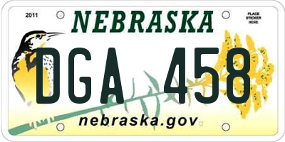 NE license plate DGA458