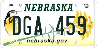 NE license plate DGA459