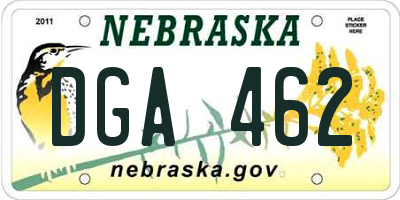 NE license plate DGA462