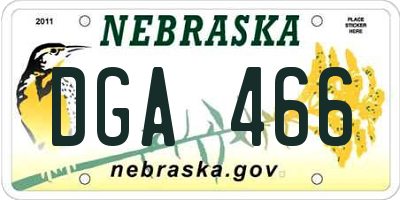 NE license plate DGA466