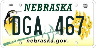 NE license plate DGA467