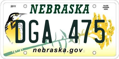 NE license plate DGA475