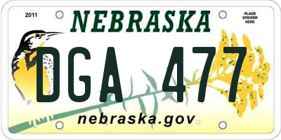 NE license plate DGA477