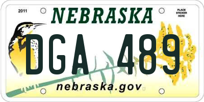 NE license plate DGA489