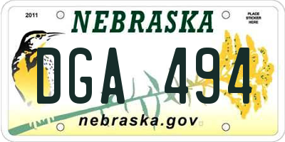 NE license plate DGA494