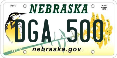 NE license plate DGA500