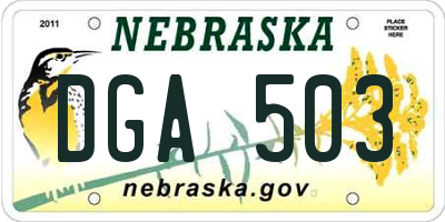 NE license plate DGA503