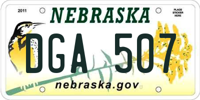 NE license plate DGA507