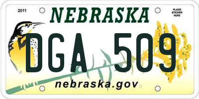 NE license plate DGA509