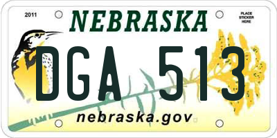NE license plate DGA513