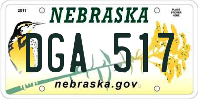 NE license plate DGA517