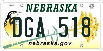 NE license plate DGA518