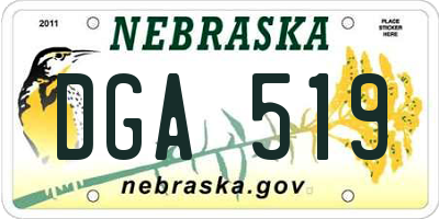 NE license plate DGA519