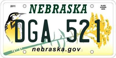 NE license plate DGA521