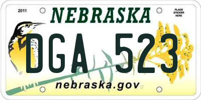 NE license plate DGA523