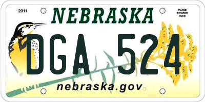 NE license plate DGA524