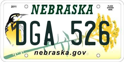 NE license plate DGA526