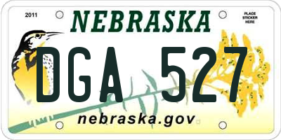 NE license plate DGA527