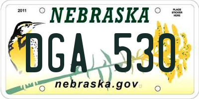 NE license plate DGA530