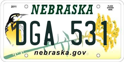 NE license plate DGA531