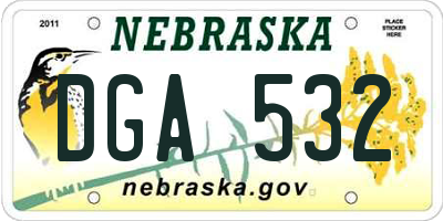 NE license plate DGA532