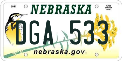NE license plate DGA533