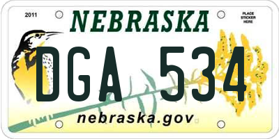 NE license plate DGA534