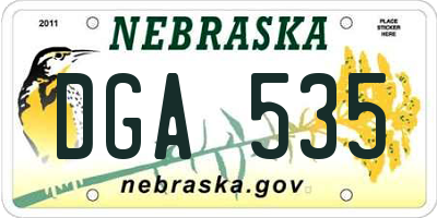 NE license plate DGA535