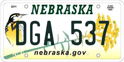 NE license plate DGA537