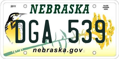 NE license plate DGA539