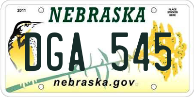 NE license plate DGA545