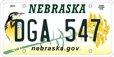 NE license plate DGA547