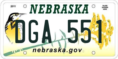 NE license plate DGA551