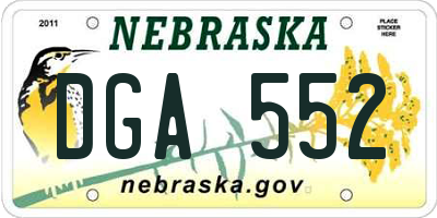 NE license plate DGA552