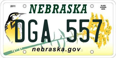NE license plate DGA557