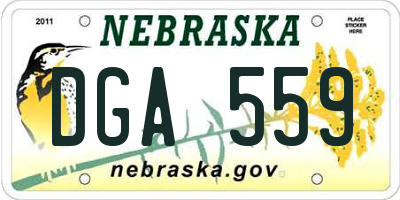 NE license plate DGA559